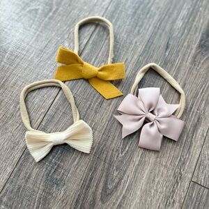 Stylish Kids Hair Bow Set - Cream, Yellow, and Pink
